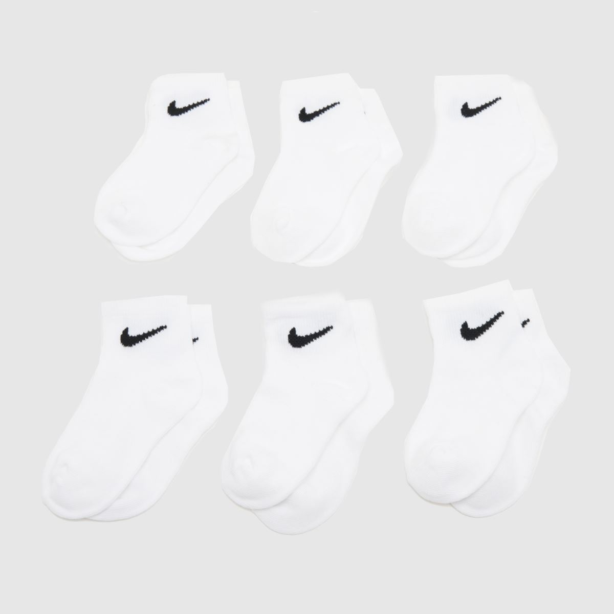 Nike vita och svarta barns kvartsstrumpor 6-pack