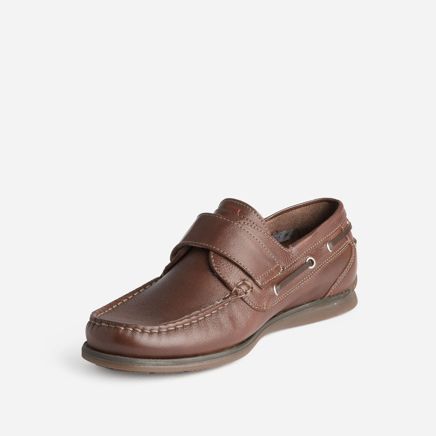 Chaussure-bateau FLUCHOS cognac en cuir à scratch