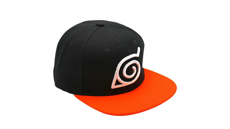 NARUTO SHIPPUDEN Snapback Cap Black & Orange Konoha
