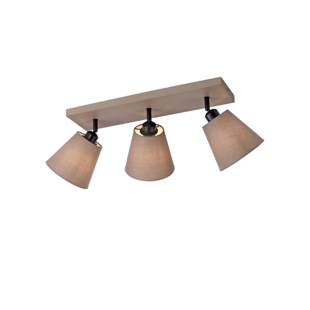 JUST LIGHT LeuchtenDirekt Deckenleuchte RIALA, 3-flammig, E27, Leuchtköpfe verstellbar, Stoffschirme, taupe, IP20