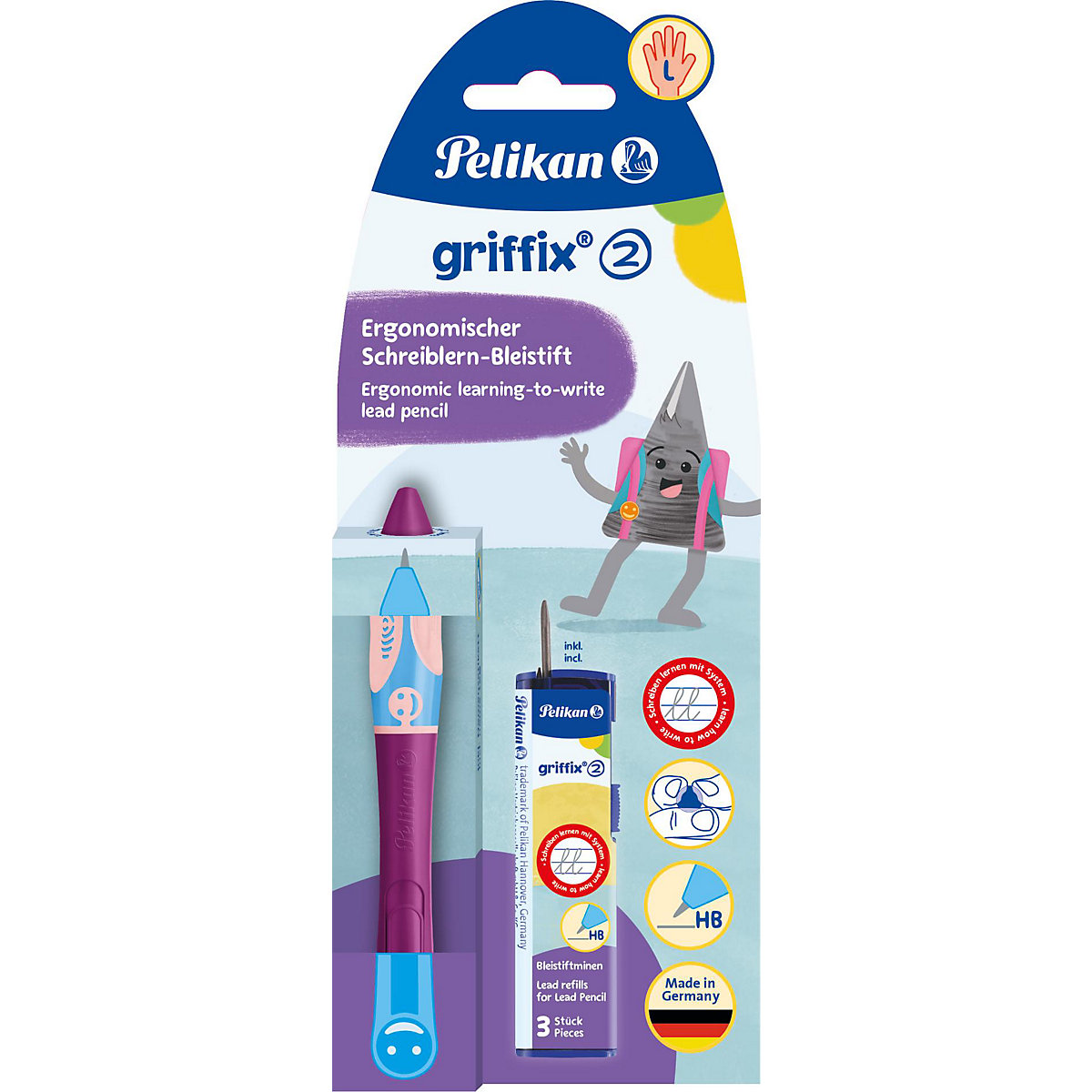 griffix Ergonomischer Schreiblern-Bleistift SweetBerry Linkshänder