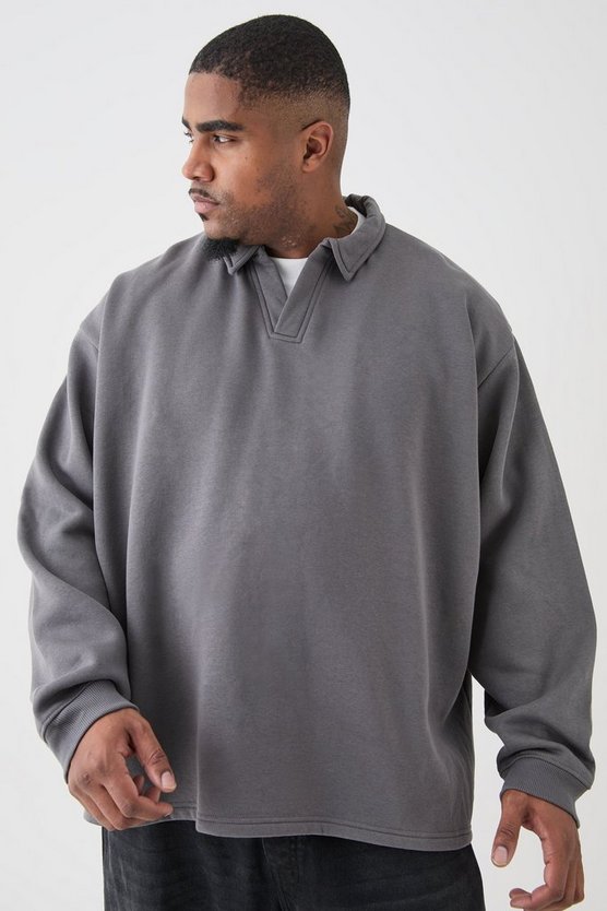 Plus Oversize Rugby Sweatshirt-Poloshirt