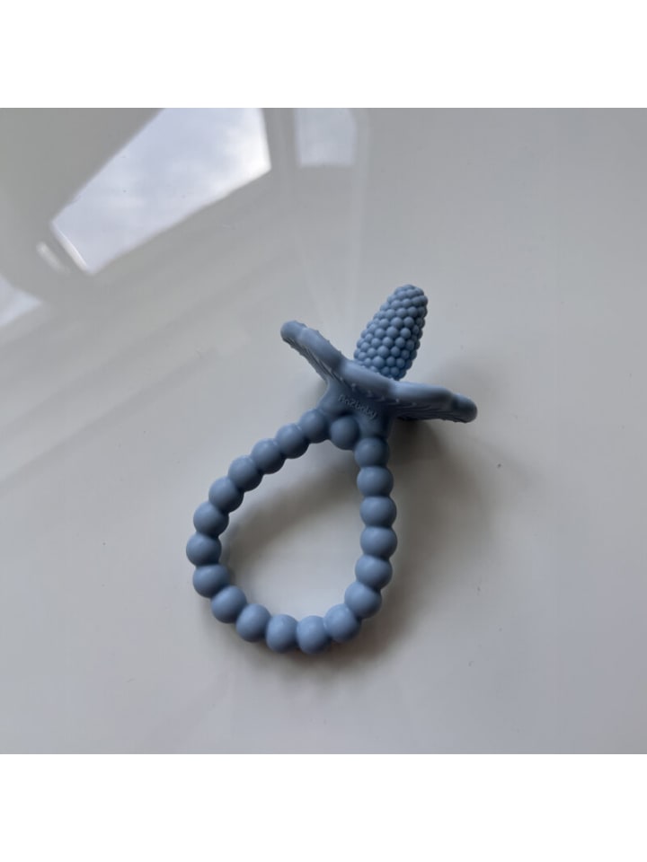RaZbaby Baby Beißring Himbeere aus Silikon - Zahnungshilfe ab 3 Monaten in Blau günstig kaufen onesize