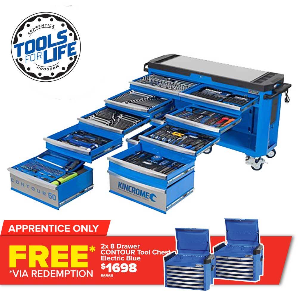 KINCROME Contour 60 TFL Tool Trolley Kit 494 Piece 12 Drawer P1817