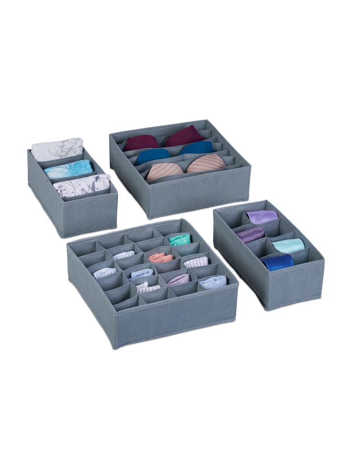 relaxdays 4-tlg. Schubladen-Organizer Set in Grau günstig kaufen onesize