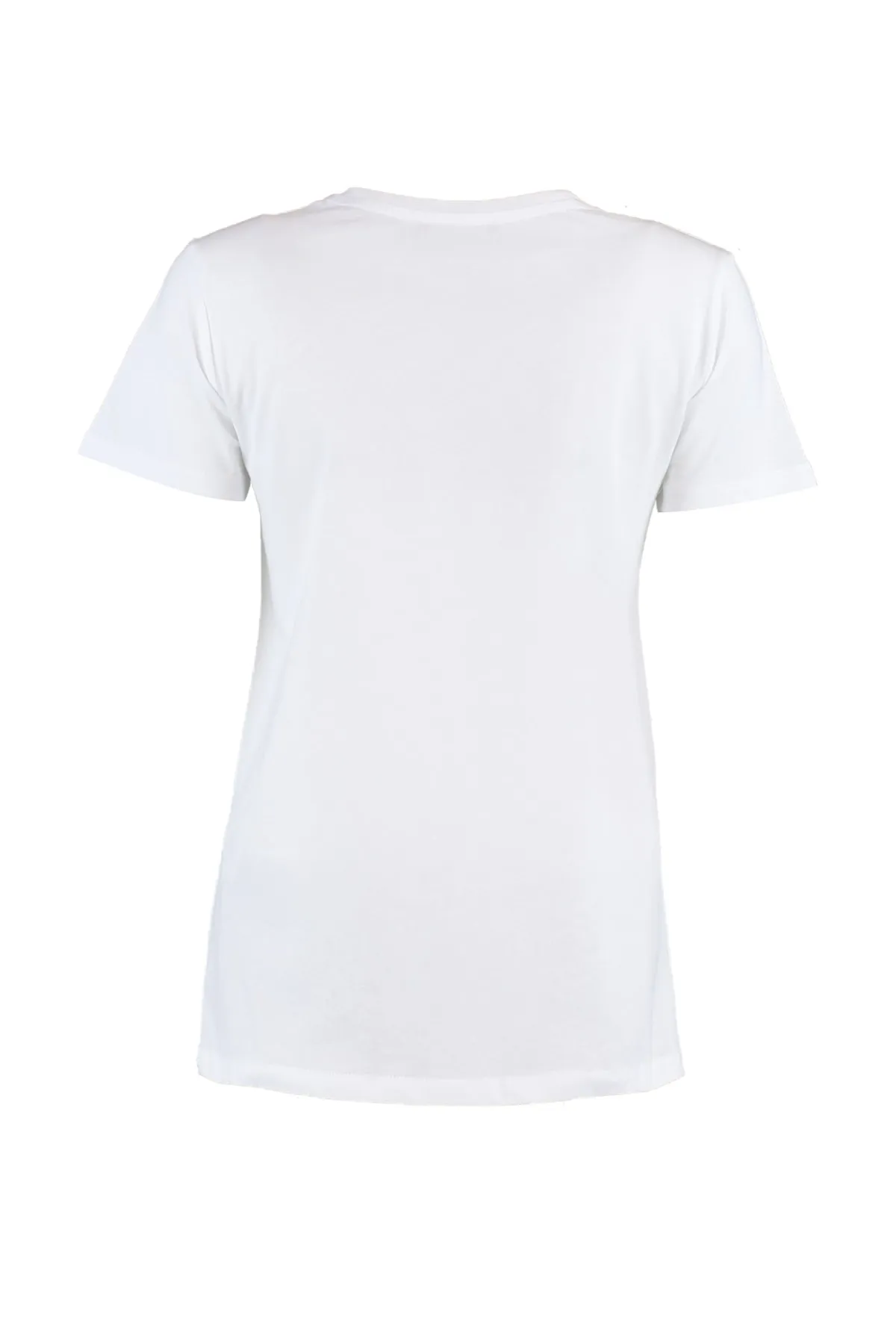 Trendyol Collection  Weißes Strick-T-Shirt mit Rundhalsausschnitt und Stern-Aufdruck, Regular/Regular Fit, 100 % Baumwolle TWOSS20TS0757
