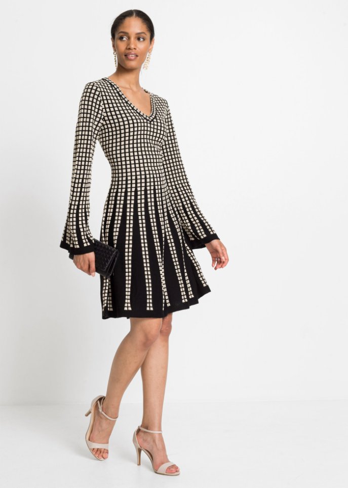 Strickkleid mit Plissee-Optik