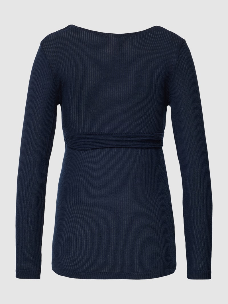 Umstands-Strickpullover mit Bindegürtel Modell 'ANNETTE' in marineblau