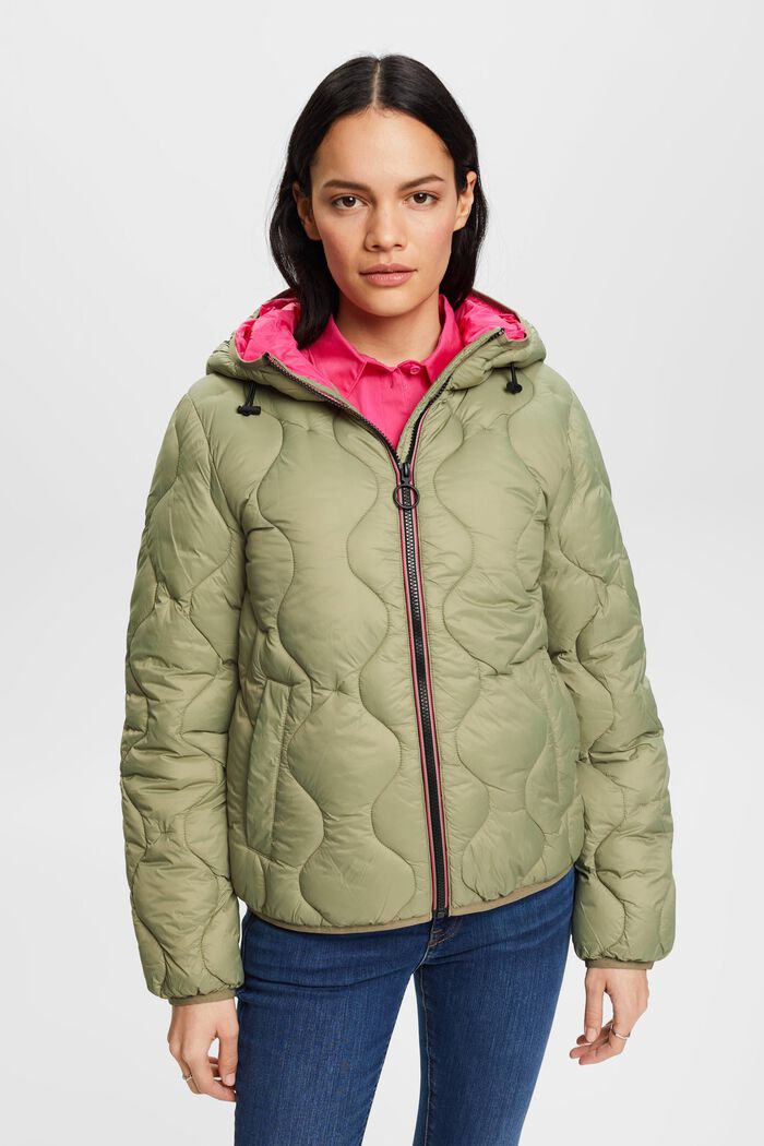 Steppjacke mit Kordelzug-Kapuze