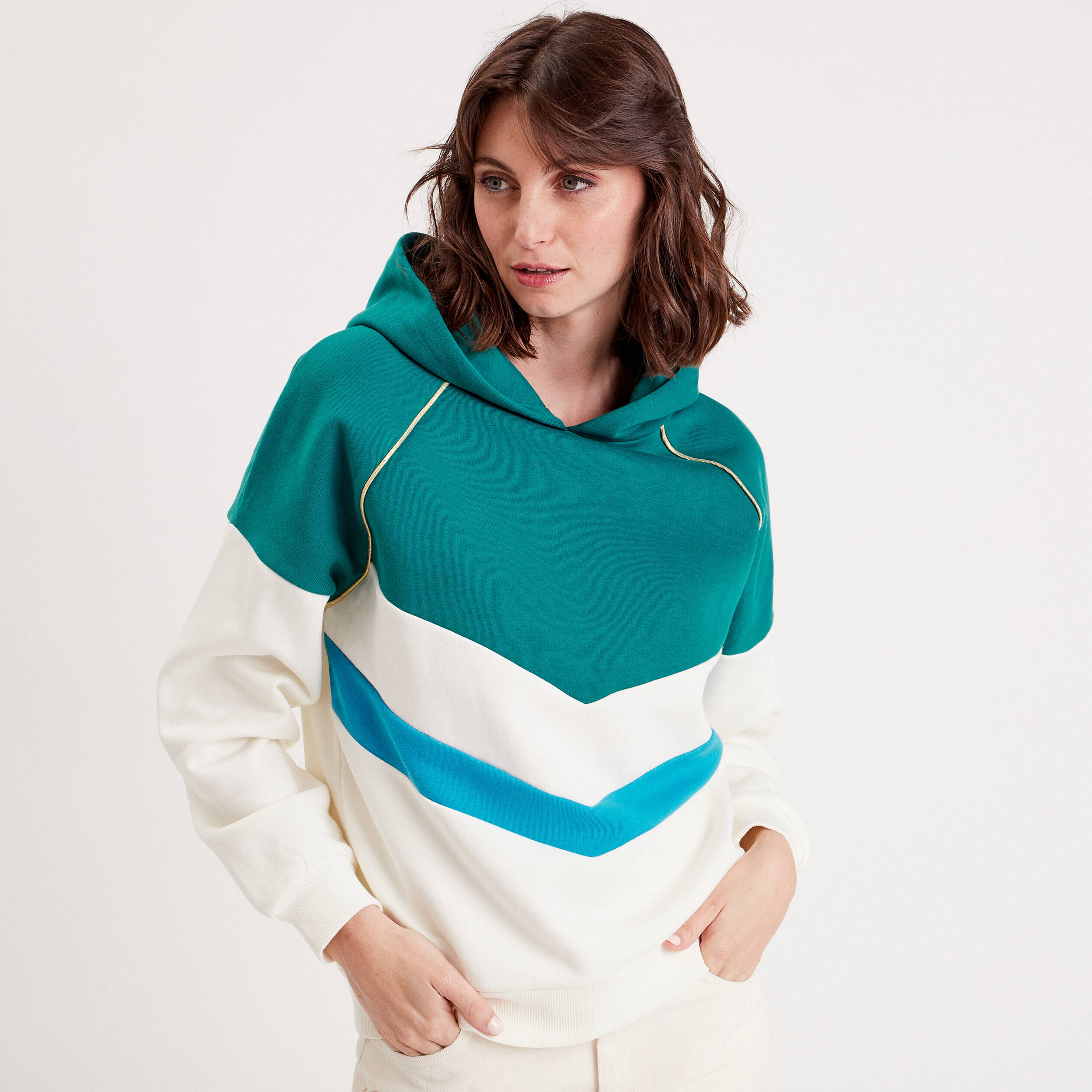 Sweat à capuche bleu femme | Cache Cache