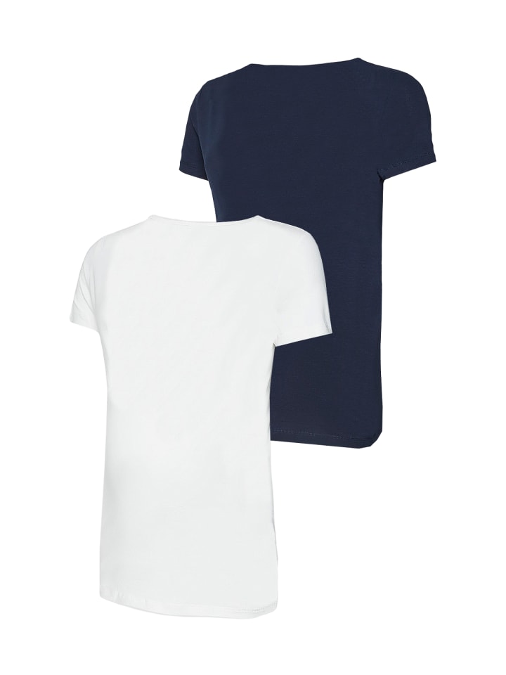 mama licious T-Shirt 2-er Set Pack Schwangerschaft Umstands Top MLKATE in Weiß-Dunkelblau günstig kaufen XS
