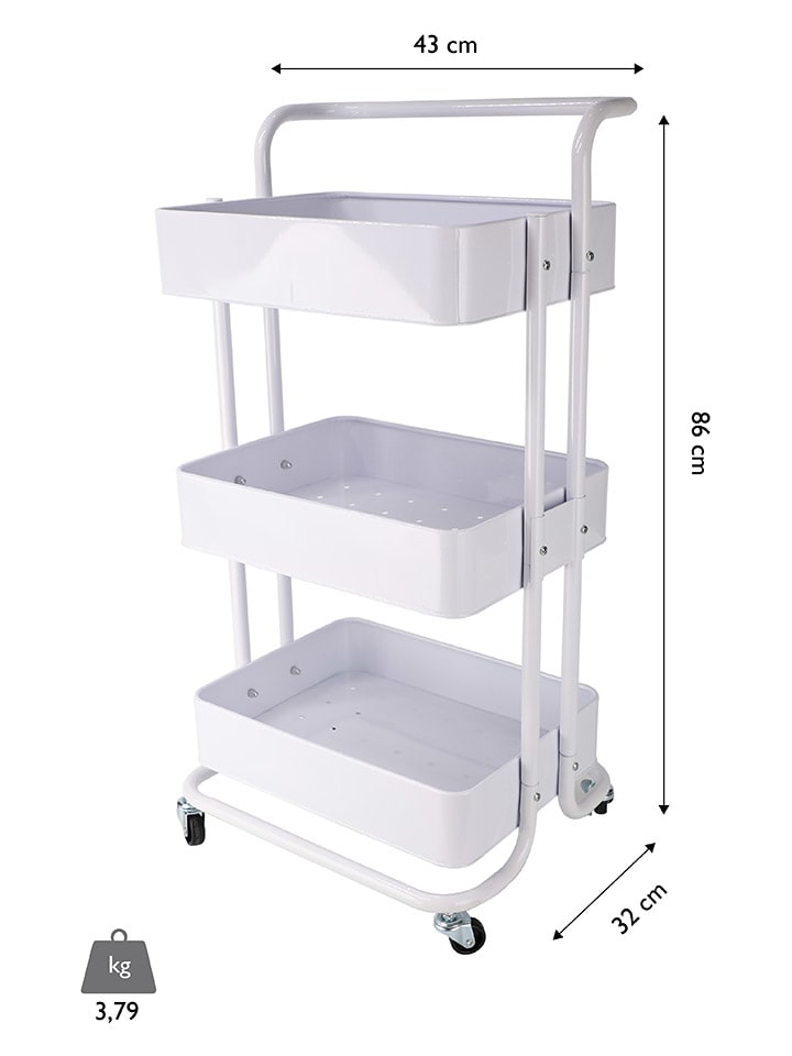 Echtwerk Küchenwagen in Weiß - (B)43 x (H)86 x (T)32 cm günstig kaufen onesize