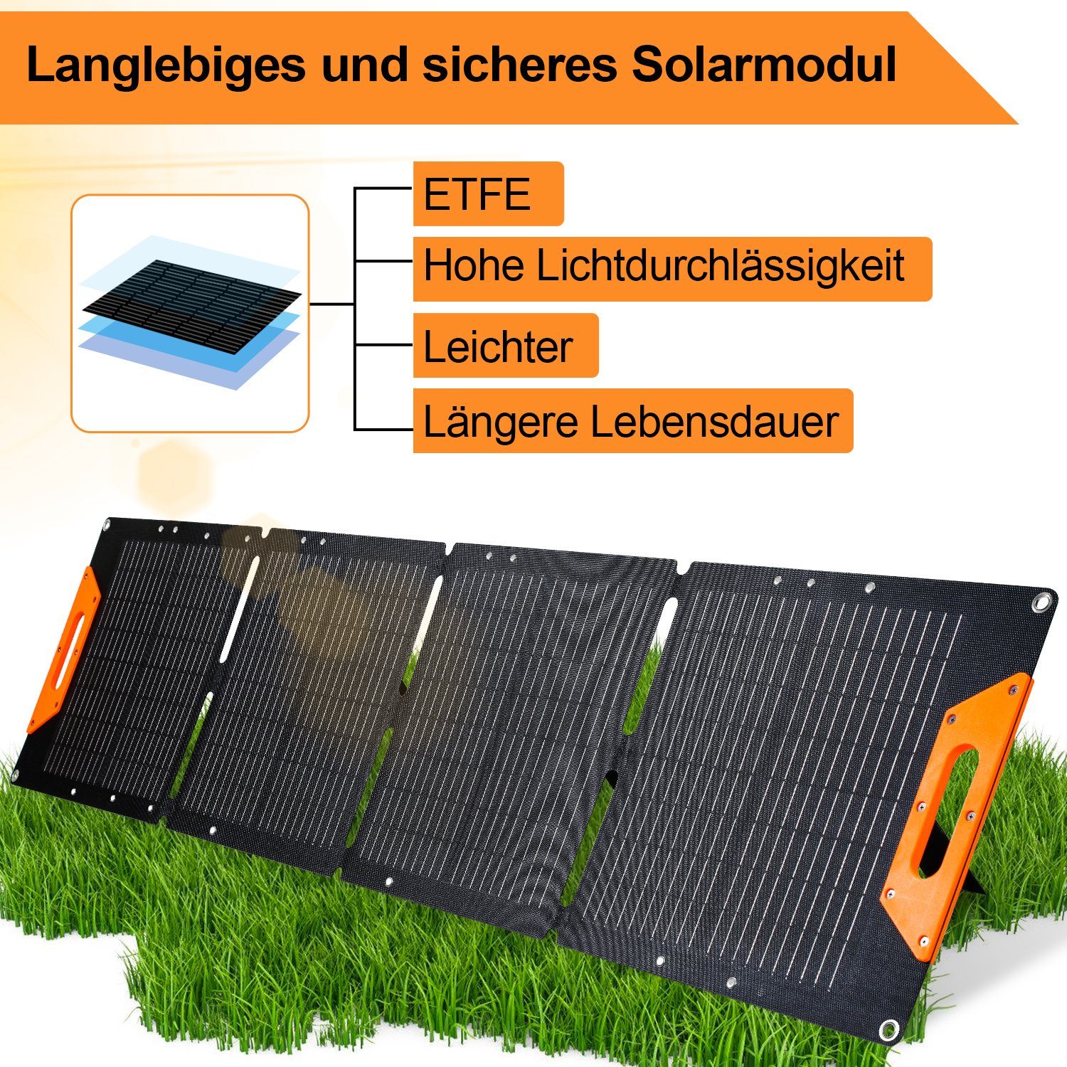 TolleTour Solarmodul Faltbares Solarpanel 200W Solarmodul Solarladegerät Tragbare Power, 200 W