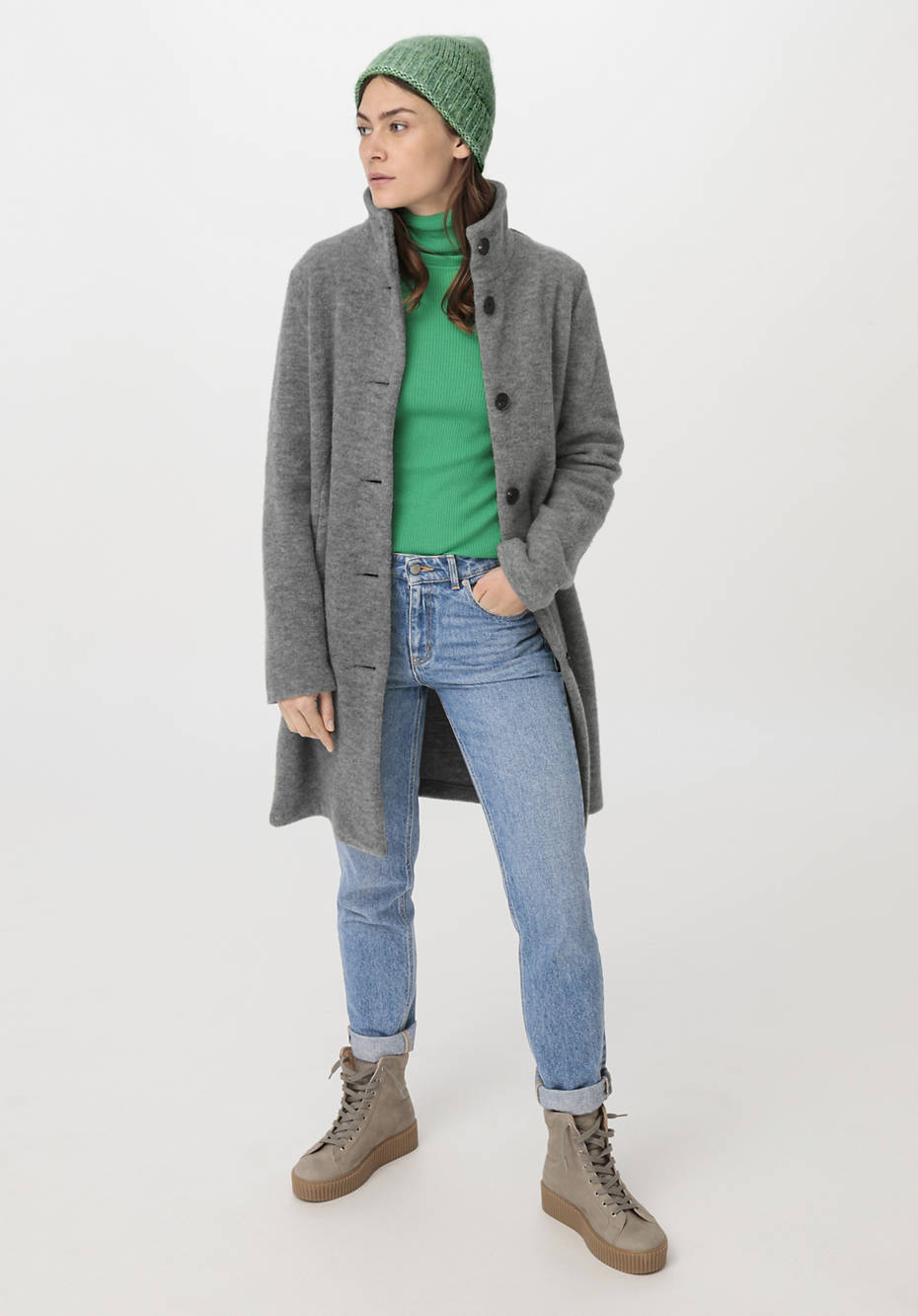Rollkragenpullover aus Bio-Merinowolle mit Seide