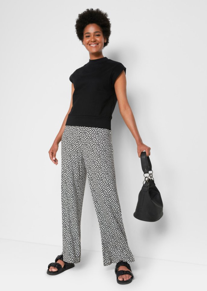 Jersey-Palazzohose mit Bequembund, bedruckt