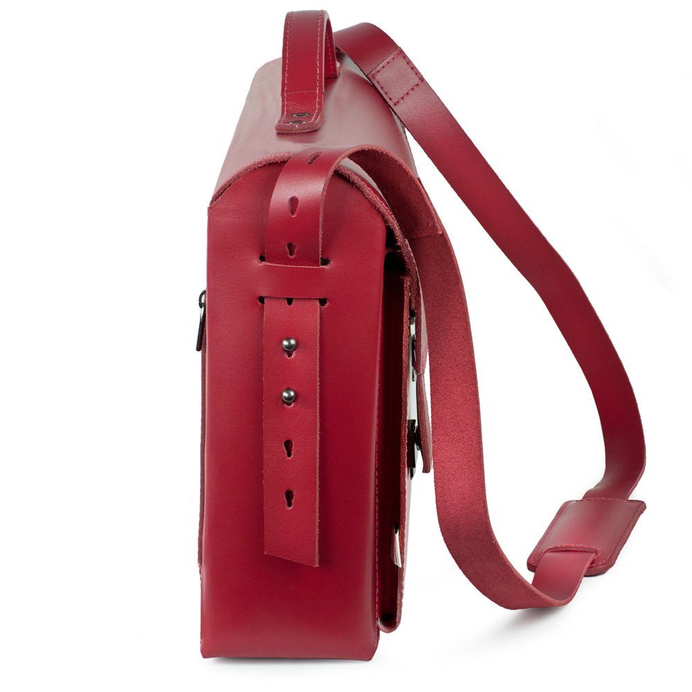 Jahn-Tasche Aktentasche Damen-Aktentasche, Leder Kirsch-Rot, Futter Grau, Jahn-Tasche 609