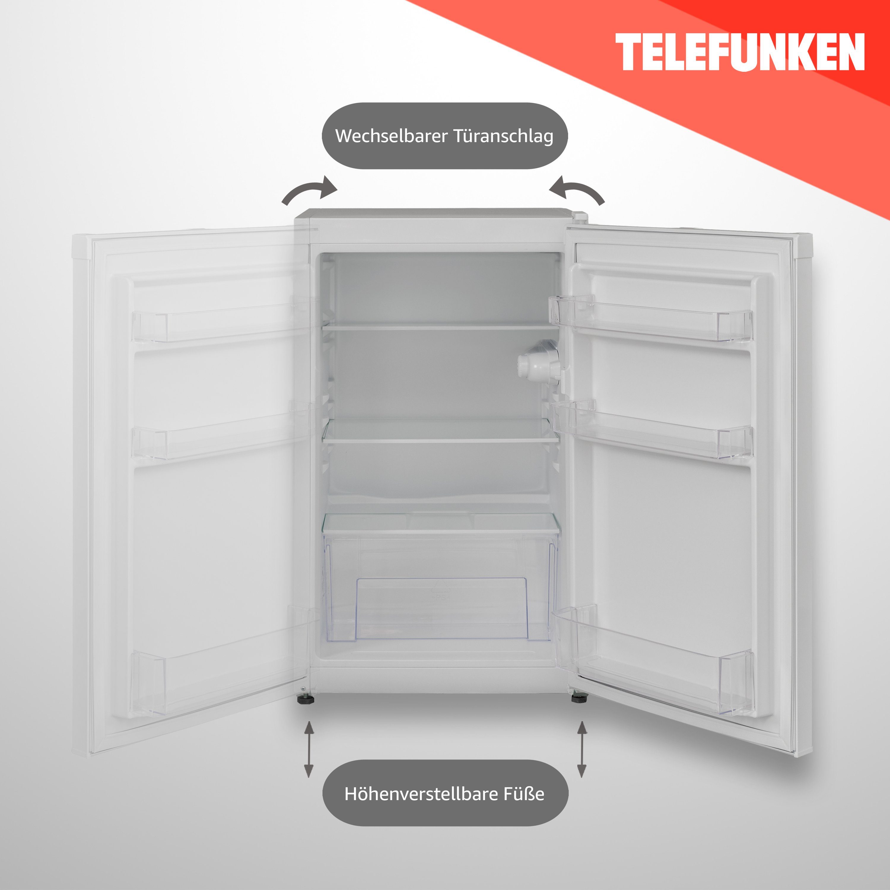 Telefunken Kühlschrank CF-31-121-W, 82.1 cm hoch, 48 cm breit, Ohne Gefrierfach, Freistehend, 90 Liter Nutzinhalt, Klein, Weiß