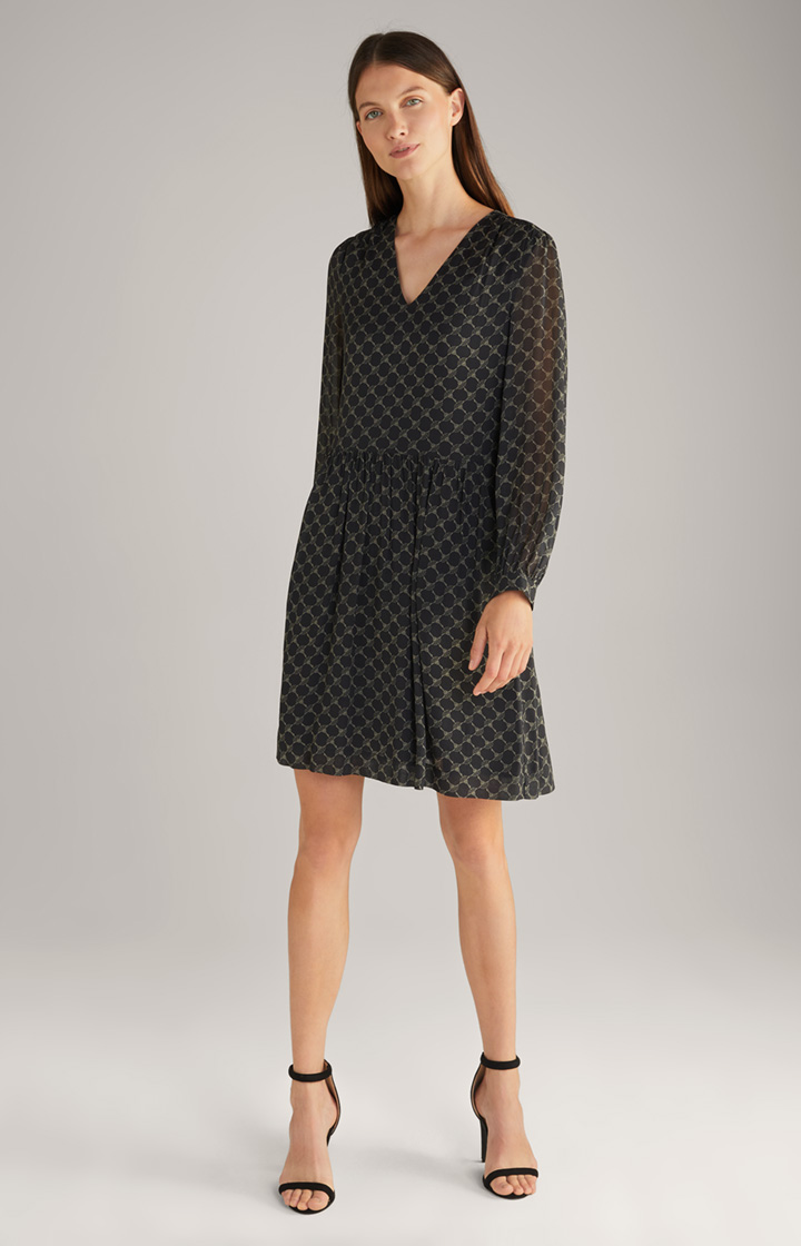 Viskose-Kleid in Schwarz/Grau gemustert