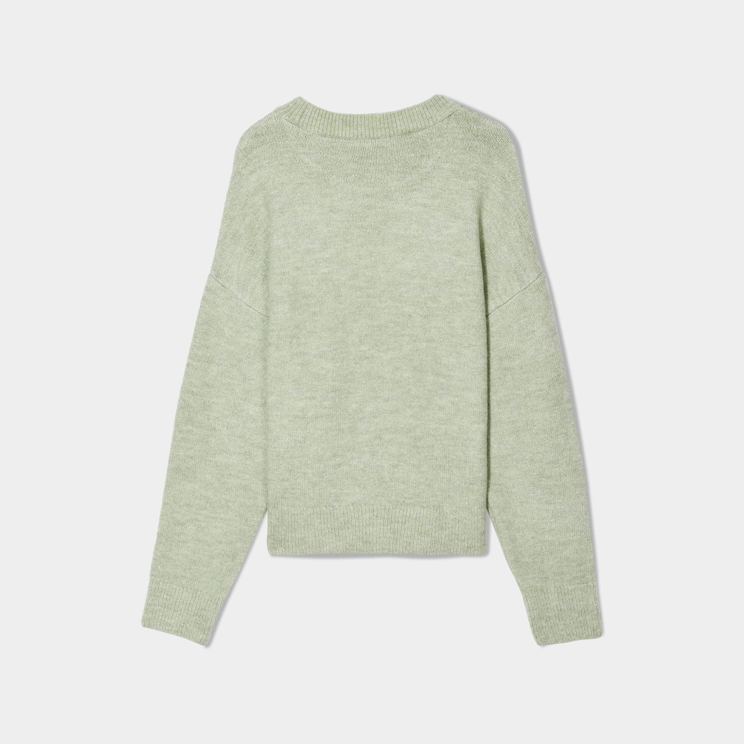 Pull manches longues col rond vert pastel femme | Cache Cache