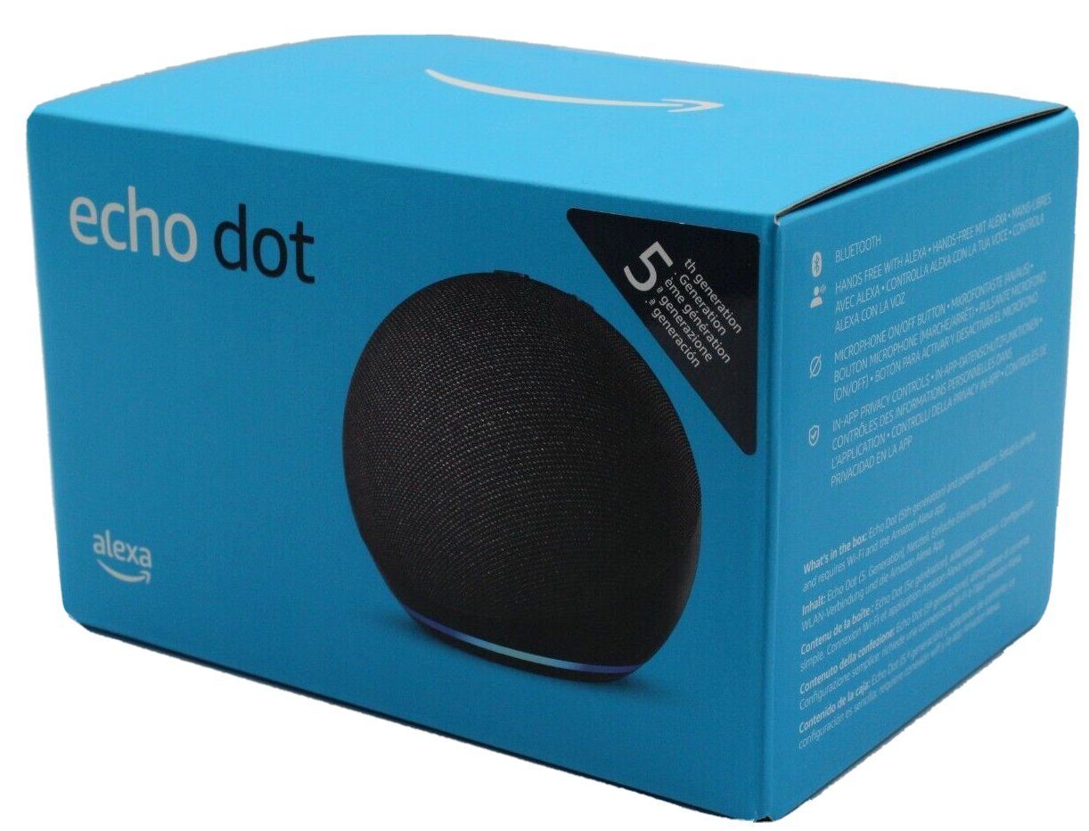 Amazon Echo Dot 5. Generation Alexa Smart Lautsprecher 2022 Smart Speaker (WLAN (WiFi), Bluetooth, mit Sprachsteuerung, Einfache Installation, Mikrofon-aus-Taste)