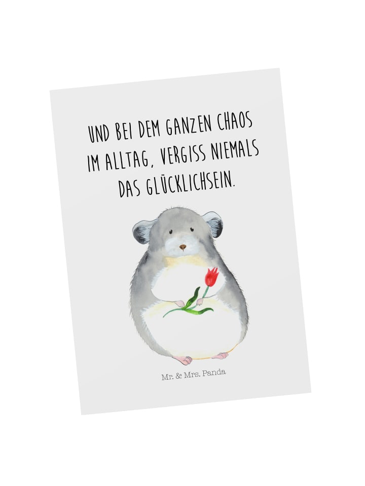Mr. & Mrs. Panda Postkarte Chinchilla Blume mit Spruch in Weiß günstig kaufen onesize