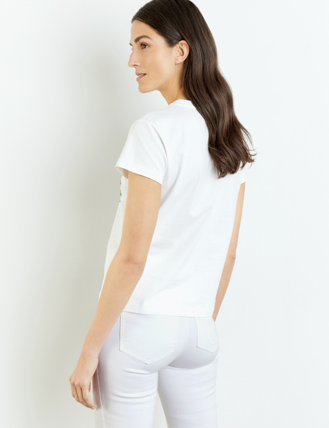 Baumwollshirt mit floralem Frontprint