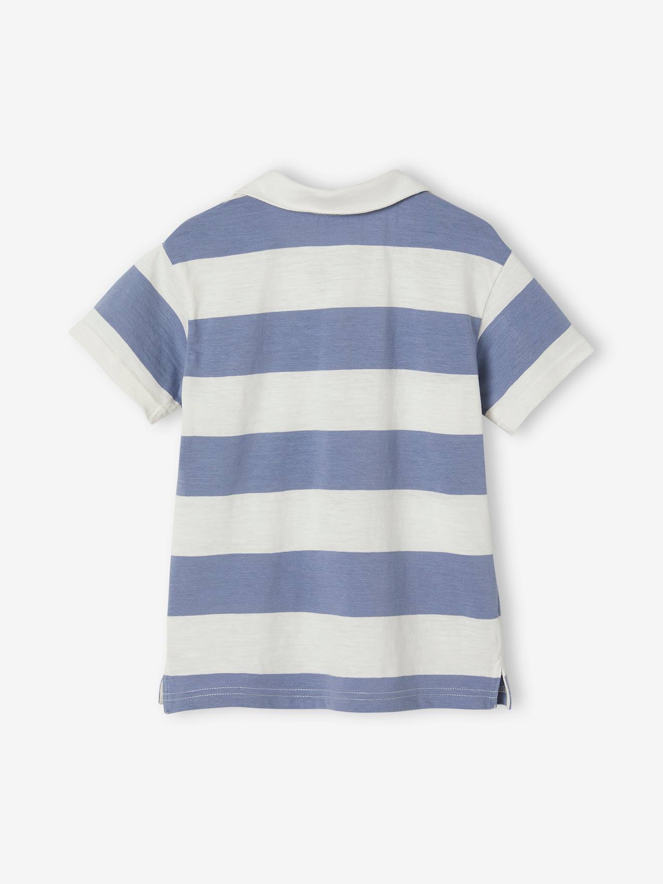 Vertbaudet Jungen Poloshirt mit breiten Streifen Oeko-Tex - blau gestreift