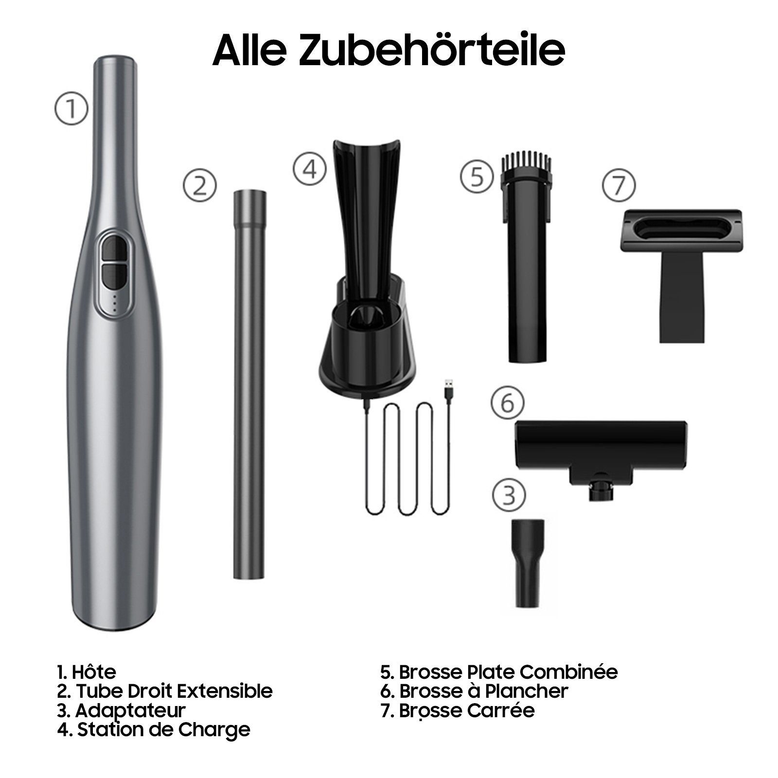 Aoucheni Akku-Handstaubsauger 3 in 1 Akku-Handstaubsauger mit Ladestation, 85,00 W, beutellos