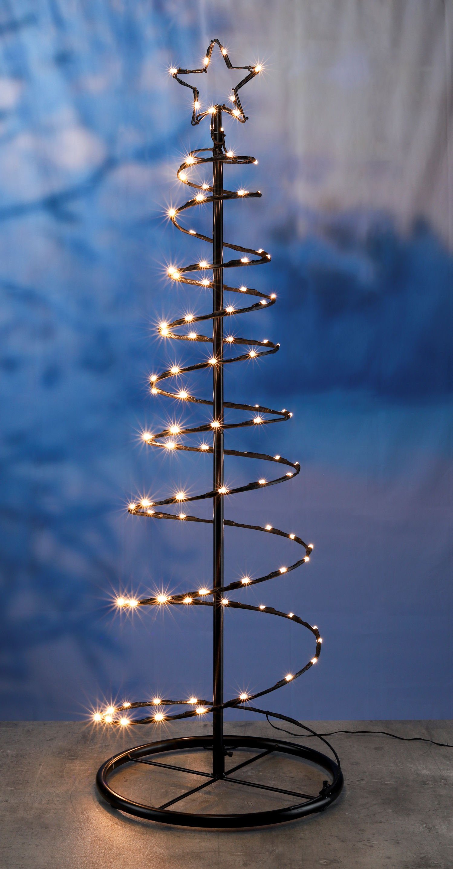 Spetebo Dekobaum LED Metall Weihnachtsbaum schwarz - 100 LED, für den Außenbereich geeignet
