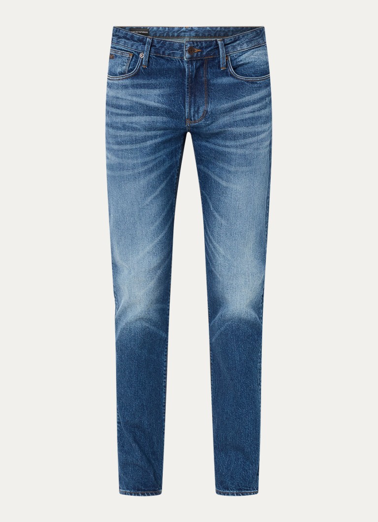 Blugi Emporio Armani cu croială dreaptă, decolorare închisă