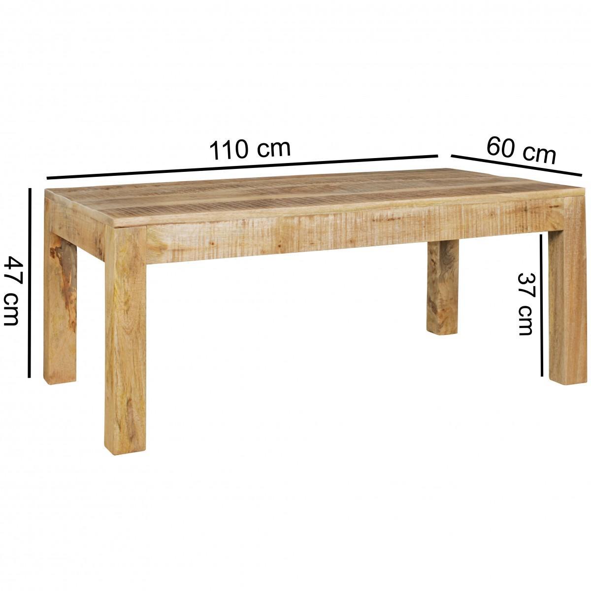 Wohnling Couchtisch RUSTICA 110 x 60 x 47 cm Massiv-Holz Mango