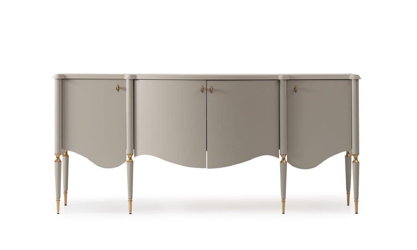 JVmoebel Esszimmer-Set Essgruppe Essecke Esstisch Stühle 9tlg Esszimmer Beige Holz Anrichte, (9-St., 1x Esstisch + 6x Stühle + 1x Sideboard + 1x Spiegel), Made in Europa