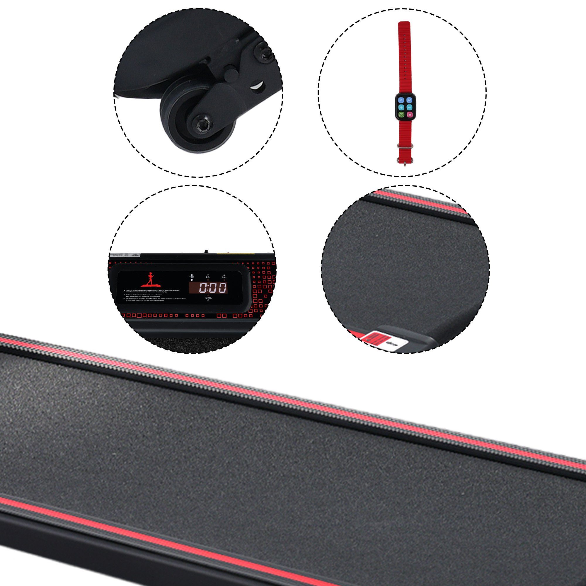 GLIESE Laufband Smart Home Flachbett-Laufband, mit Armband-Controller