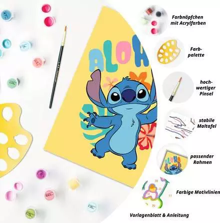 CreArt Disney Stitch - Malen nach Zahlen für Kinder ab 9 Jahren