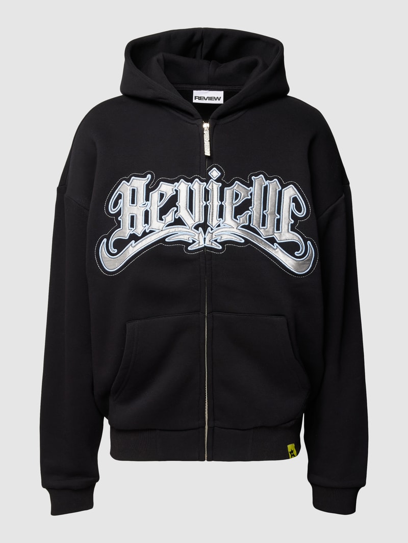 Sweatjacke mit Label-Stitching in schwarz