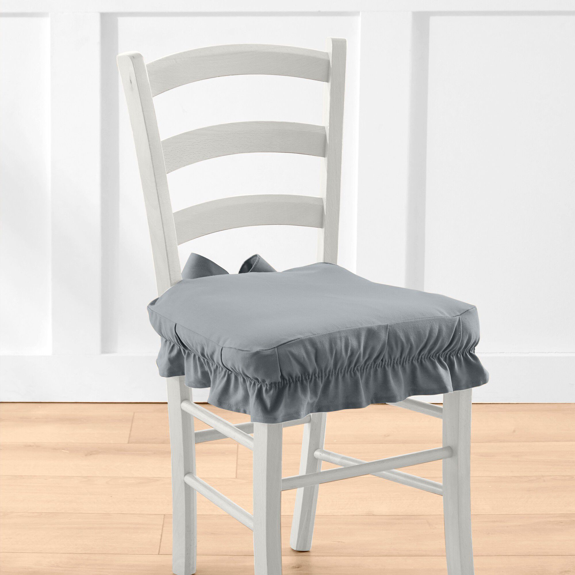 Housse chaise unie volantée coton bachette
