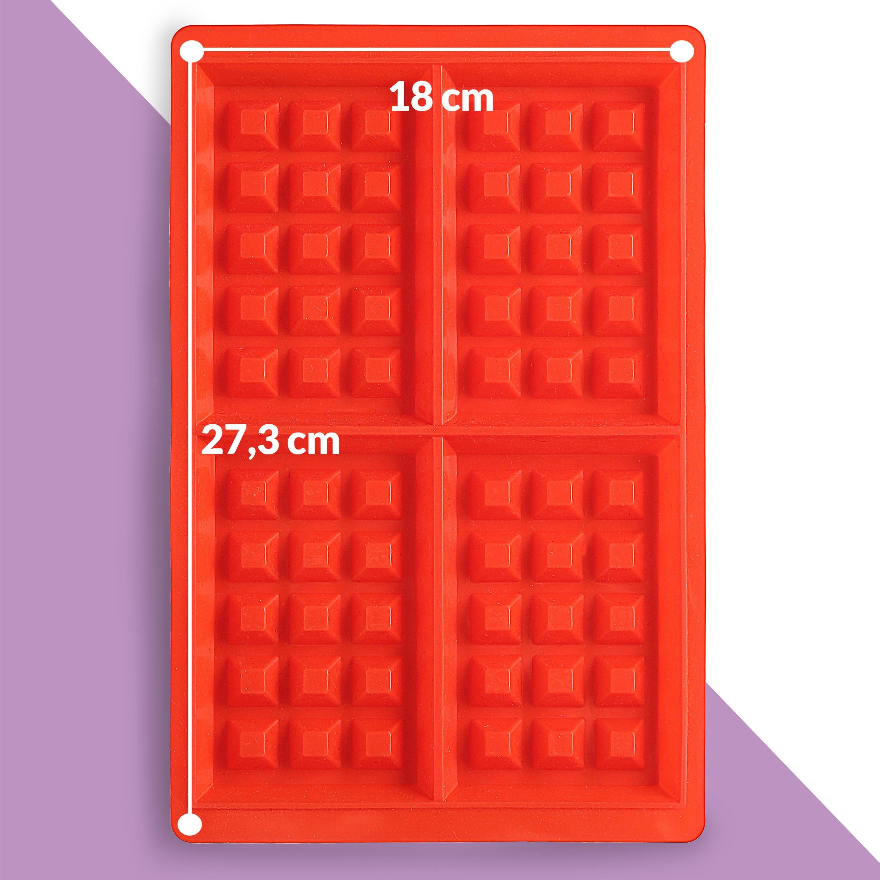 Praknu Silikonform Waffelform Set Silikon, (Set 2-tlg), Für Backofen und Mikrowelle - Lebensmittelecht - Herz und Eckig Waffeln Backform