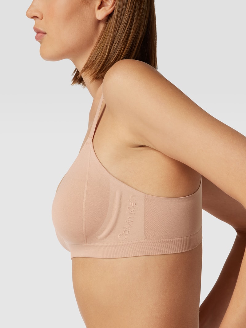 Bandeau-BH mit Label-Schriftzug in beige