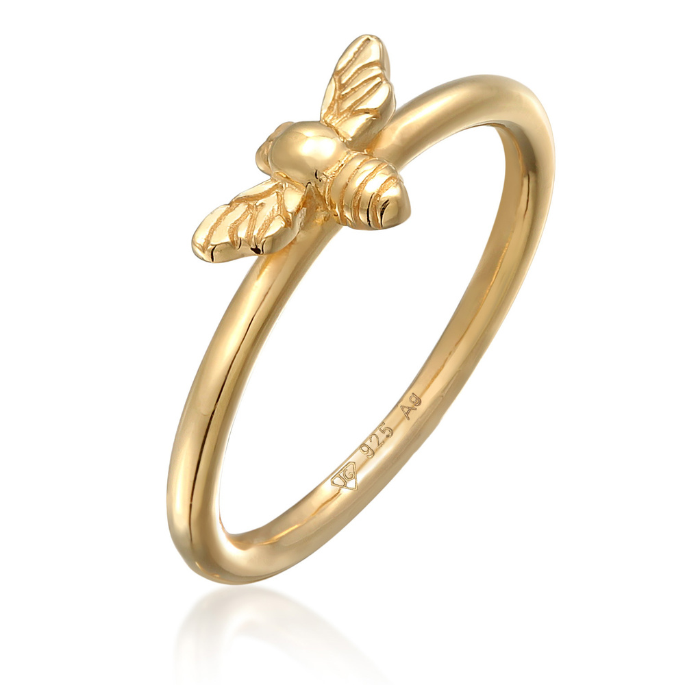 Elli Elli Bague Femmes symbole d'abeille miel en argent sterling 925 plaqué or Bague