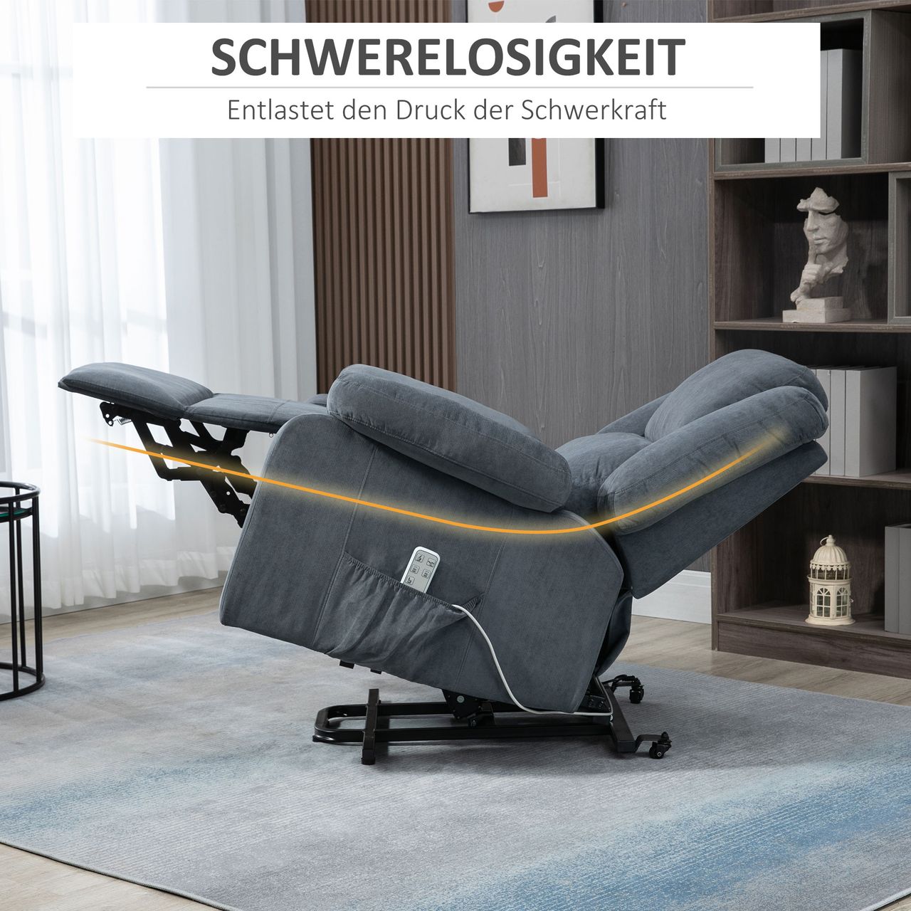 HOMCOM Sessel mit Aufstehhilfe, Aufstehsessel, Elektrischer Fernsehsessel, Grau