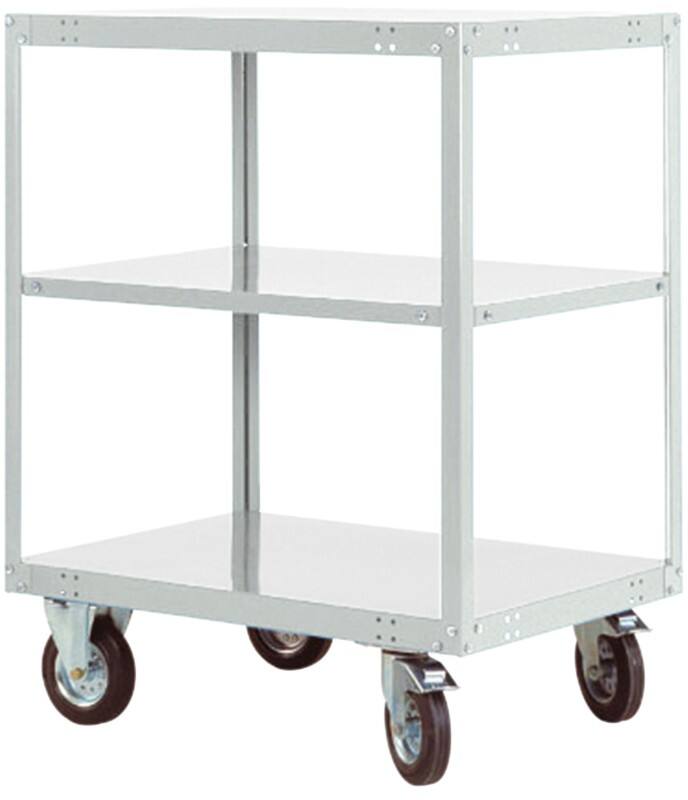 Manuflex Mobil Etagenwagen TRANSOMOBIL 3 Fachböden Lichtgrau 700 x 1.000 x 1.295 mm