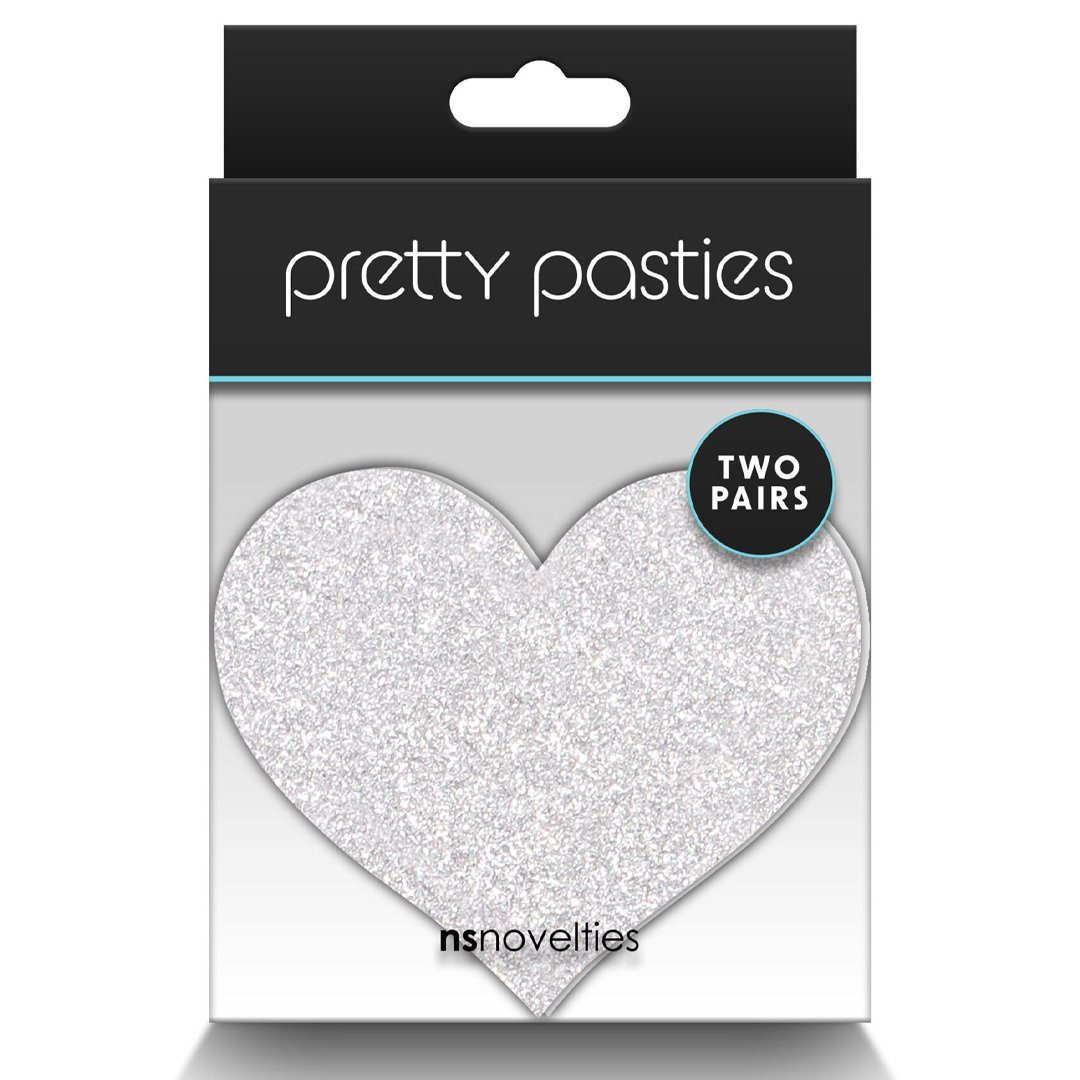 NS Novelties Brustwarzenabdeckung 2 Paar Nippelpasties Herze Glitzer Nippelsticker - rot, silber