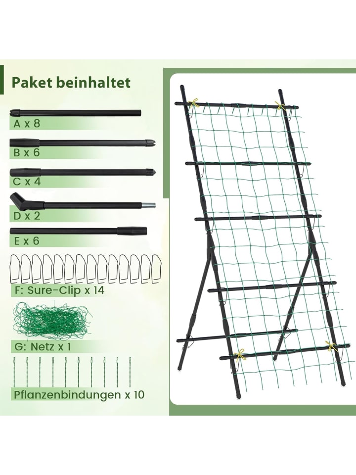 COSTWAY Gurke Rankhilfe Set 187cm in Schwarz günstig kaufen onesize