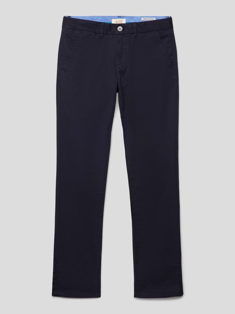 Stoffhose mit Label-Detail Modell 'Seasonal Essentials' in marineblau