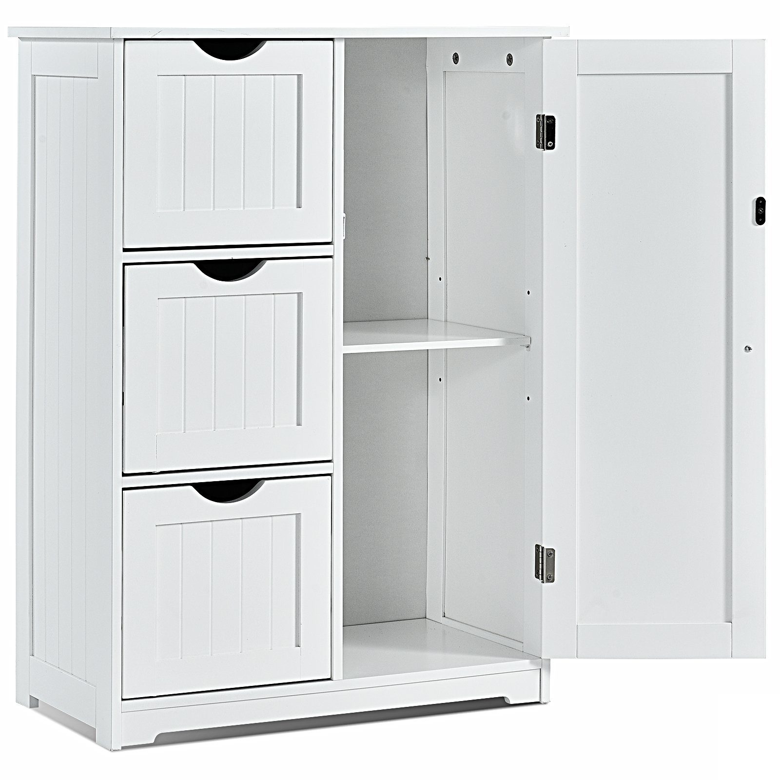 COSTWAY Badkommode, 3 Schubladen, mit verstellbarer Ablage, 30 x 60 x 81 cm