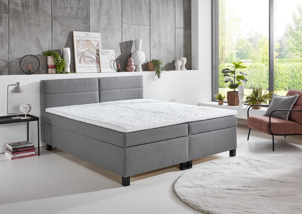 Sun Garden Boxspringbett Cresco mit Bettkasten Grau 180 x 200 cm