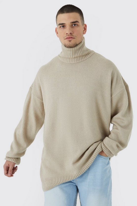 Tall Oversize Strickpullover mit Trichterkragen