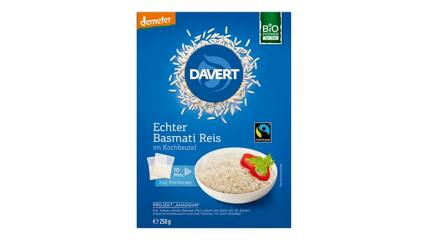 Davert demeter Echter Basmati Reis im Kochbeutel Fairtrade 250 g