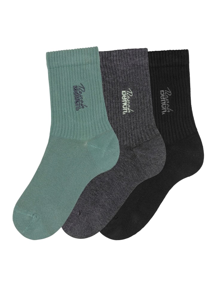 Bench Basicsocken in 1x schwarz, 1x anthrazit-meliert, 1x pistazie günstig kaufen 35-38