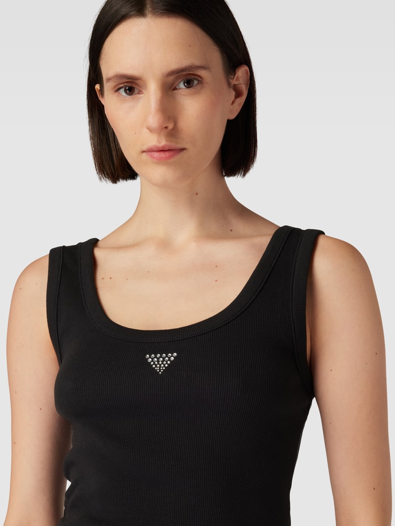 Top mit Feinripp Modell 'BLING' in black